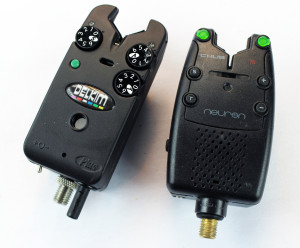 A Delkim Txi Plus (left) and a Chub Neuron T5 bite alarm (right). These electronic bite alarms tell you when you are getting action.