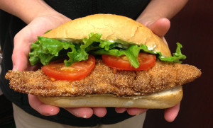 An awesome Catfish Po-Boy Sandwich!